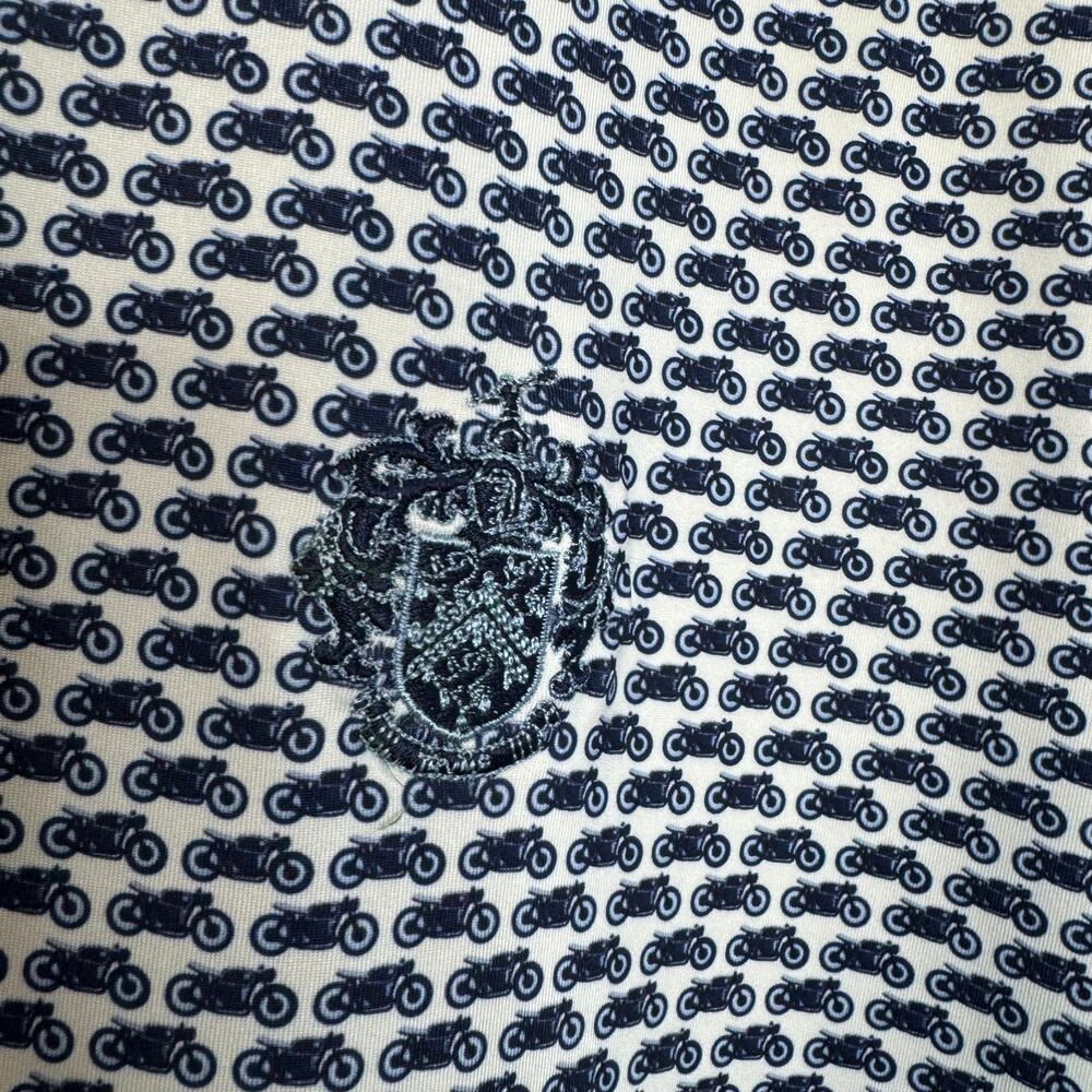 Peter Millar Polo Shirt Blue Motorcycle Print Summer Comfort Golf Performance M - Picture 4 of 10
